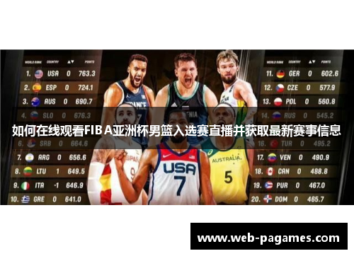 如何在线观看FIBA亚洲杯男篮入选赛直播并获取最新赛事信息 如何在线观看FIBA亚洲杯男篮入选赛直播并获取最新赛事信息